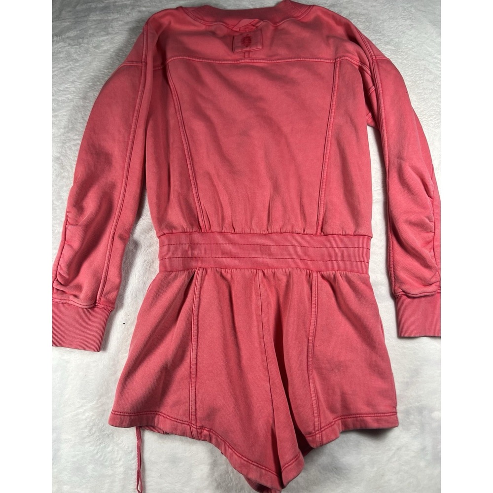 Free People Movement Long Sleeve V-Neck Intercept Romper NWT Small Pink - Picture 14 of 16